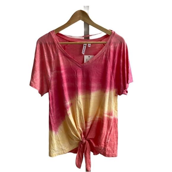 Cable and Gauge Tie Front Tie Dye Short Sleeve Tee - Picture 2 of 10